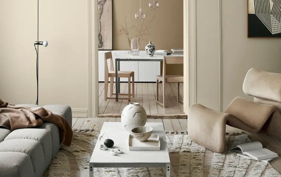 Skandinavisk stue i duse toner