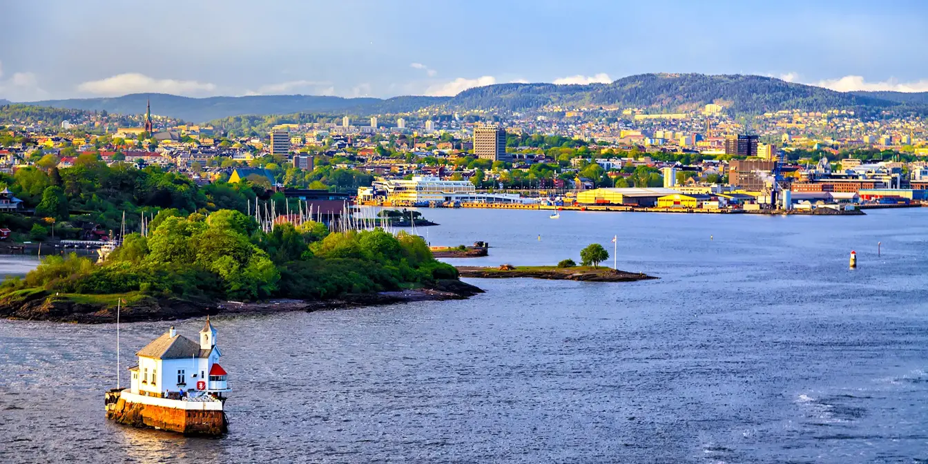 Modern district of Oslo, view from the water