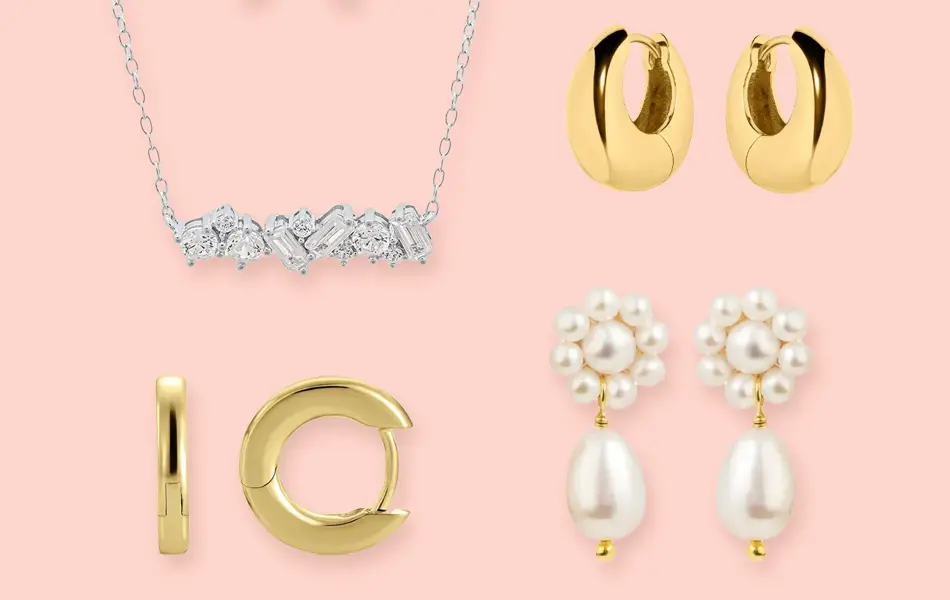 Kollasj med julegavetips med smykker