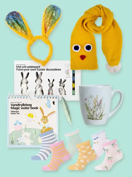 Kollasj med påskevarer