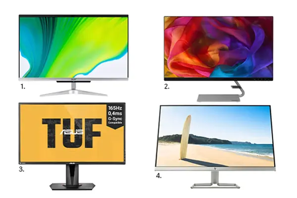 kollasj av fire forskjellige dataskjermer