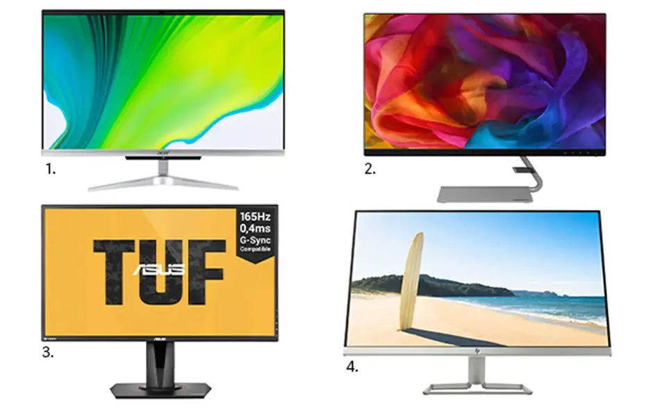 kollasj av fire forskjellige dataskjermer