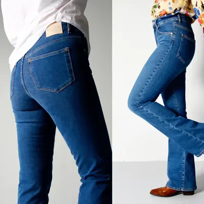 Jeans i tre ulike modeller og farger og lengder fra Denim Destination