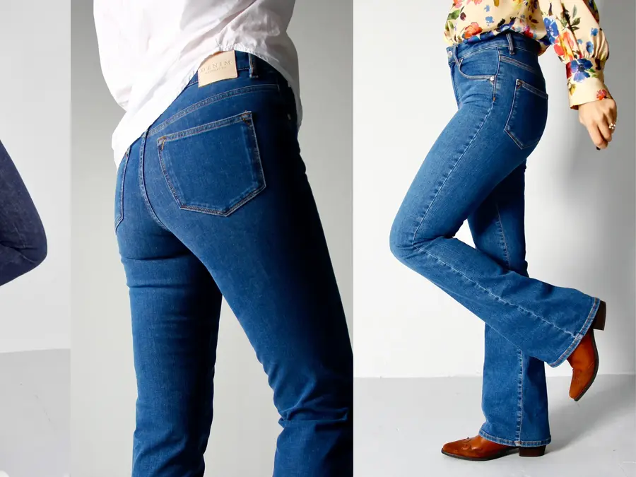 Jeans i tre ulike modeller og farger og lengder fra Denim Destination