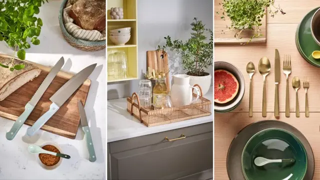 Foto av miljøer med småinteriør fra stue, soverom, kjøkken og vinterhage