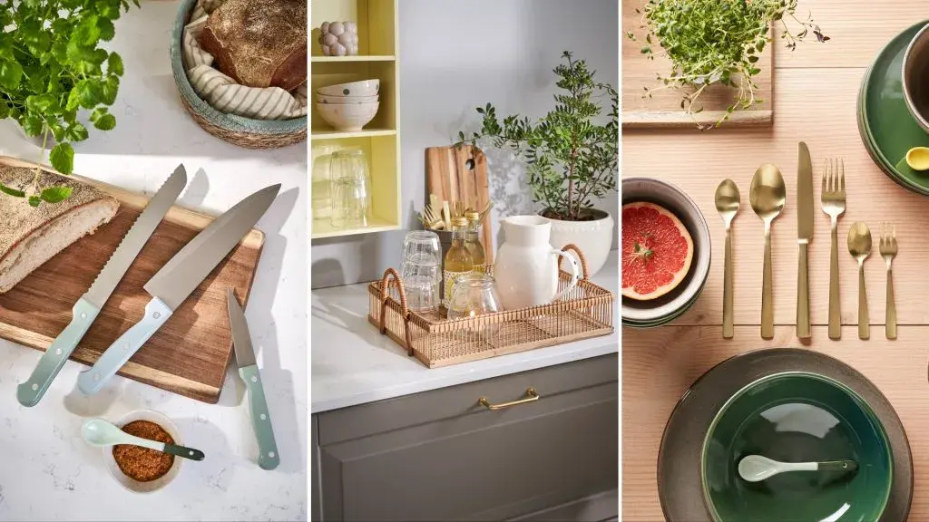 Foto av miljøer med småinteriør fra stue, soverom, kjøkken og vinterhage