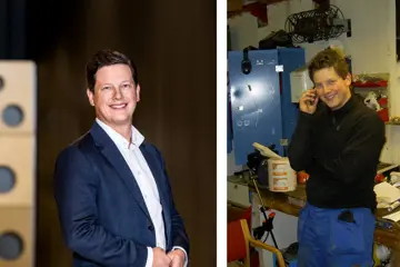 Carl Nicolai Lundgreen Vold smiler mot kameraet i to bilder. Det ene er fra 2023 og det andre er fra 2002. 