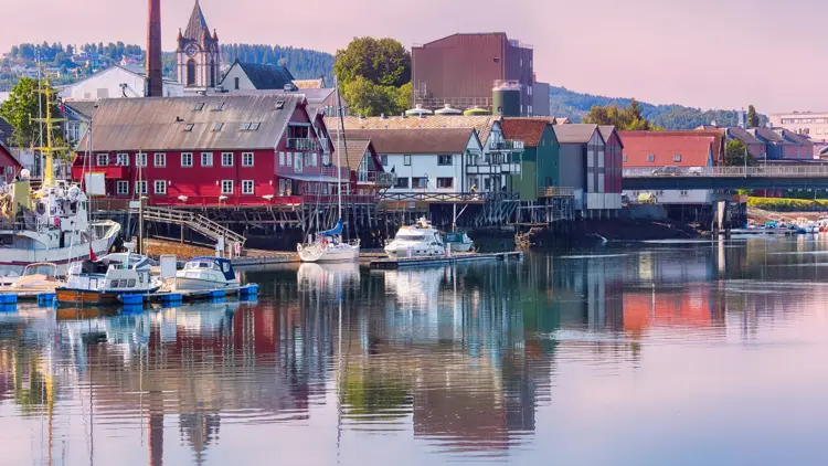 Harbour in the small Norwegian town Levanger located at the Trondheim fjord