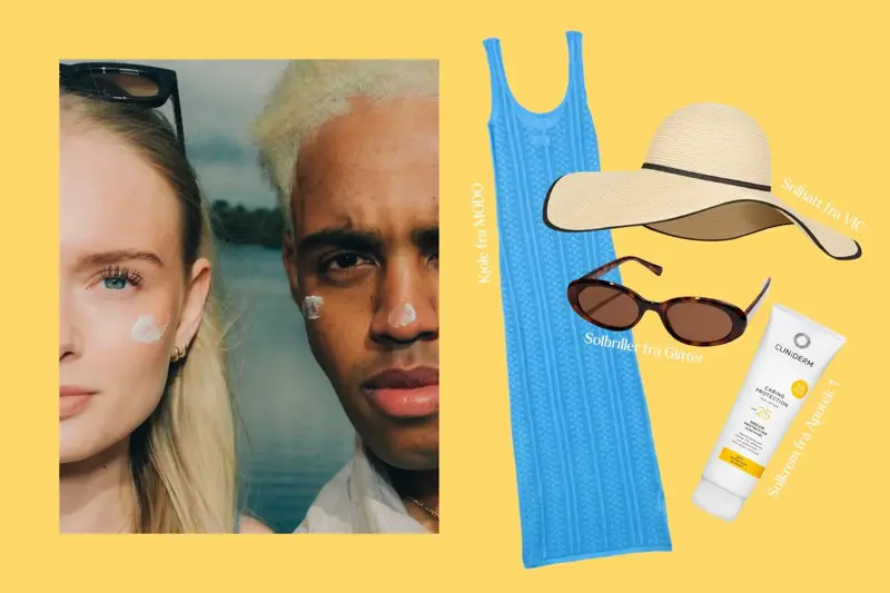 2 med solkrem på kinnet, sommerklær