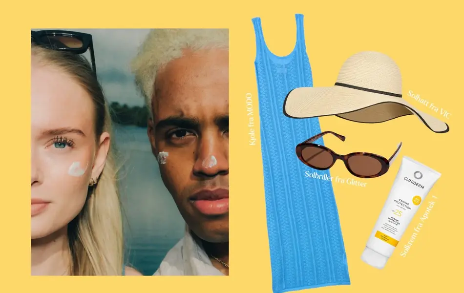 2 med solkrem på kinnet, sommerklær