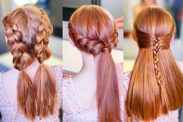 Ulike hårfrisyrer med flette