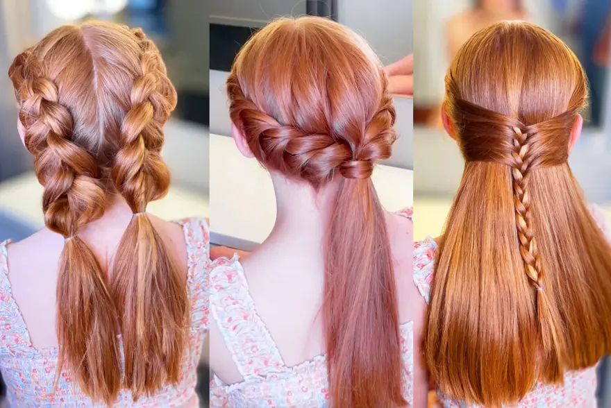 Ulike hårfrisyrer med flette