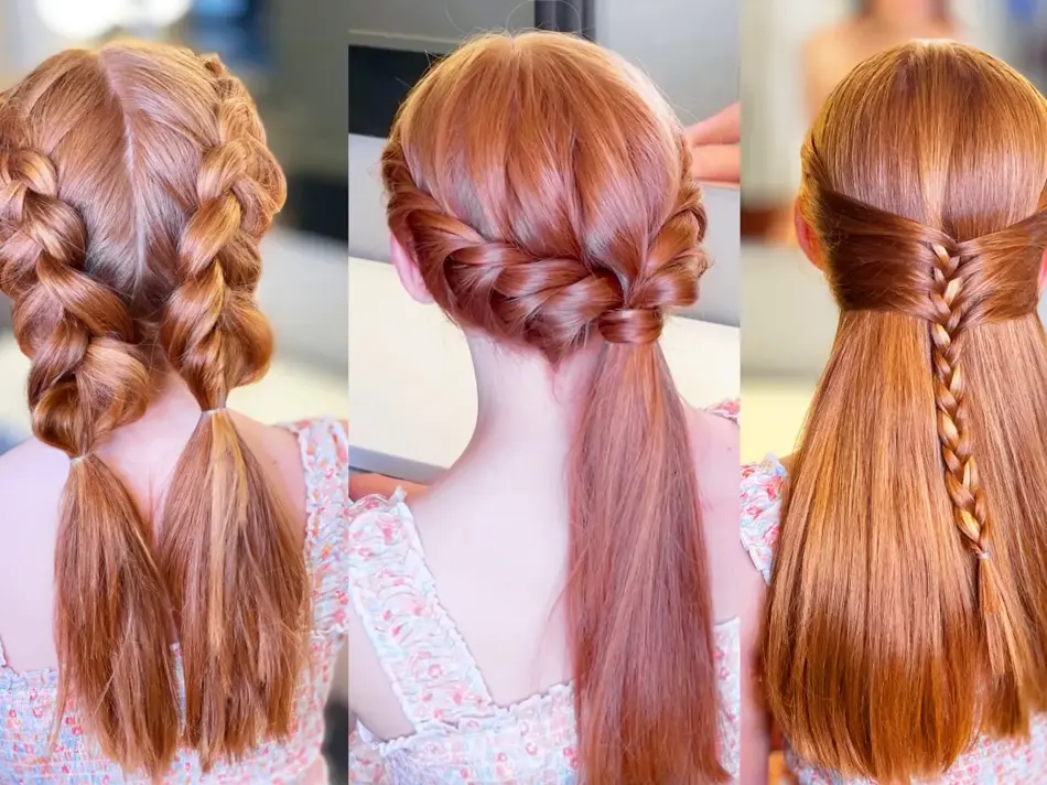 Ulike hårfrisyrer med flette