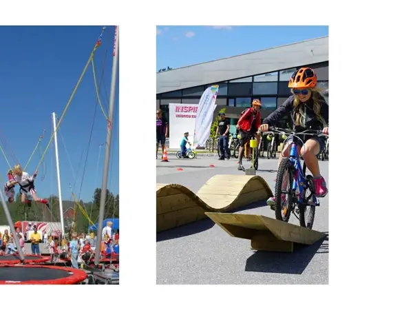 trampoline og sykkel