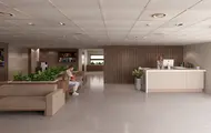 Illustrasjonen viser et kontorprosjektet på Thon Senter Sartor. På bildet ser man lokalene til en veterinær.