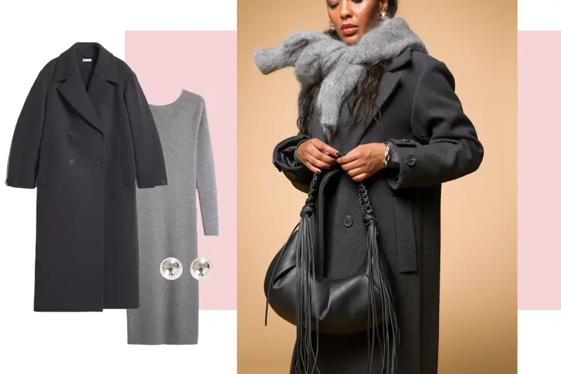 kollasje grått antrekk