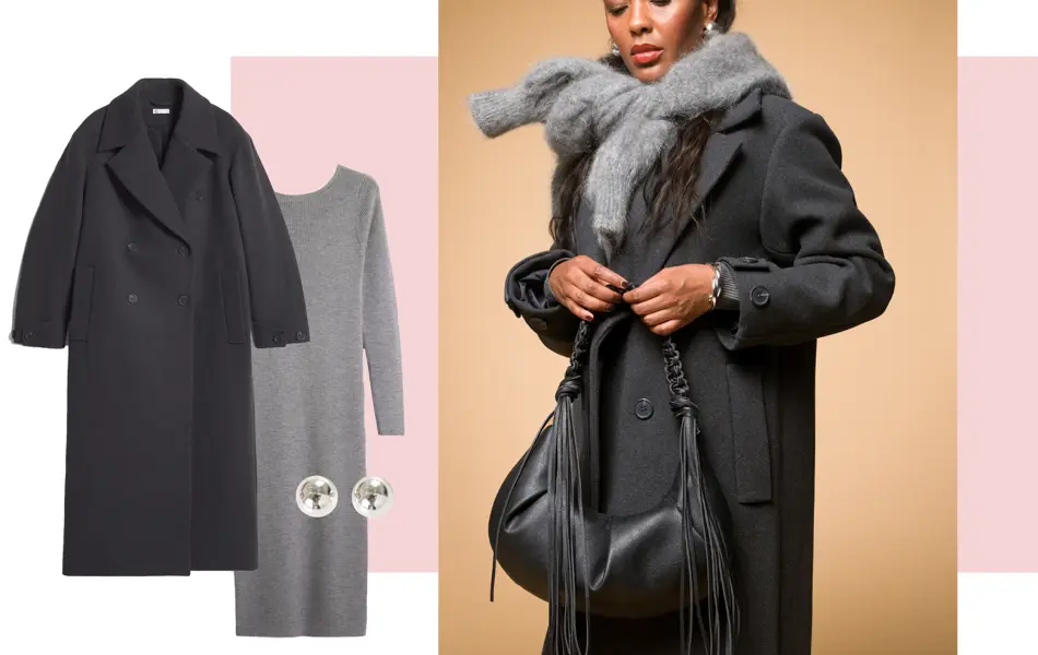 kollasje grått antrekk