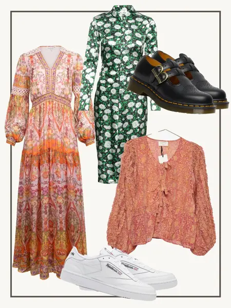 Kollasj av dameklær