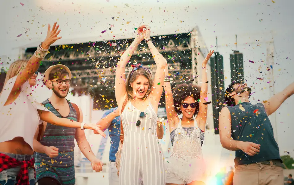 Going to festival with friends