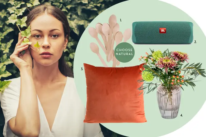 collage som viser diverse miljøvennlige produkter til hus og hjem