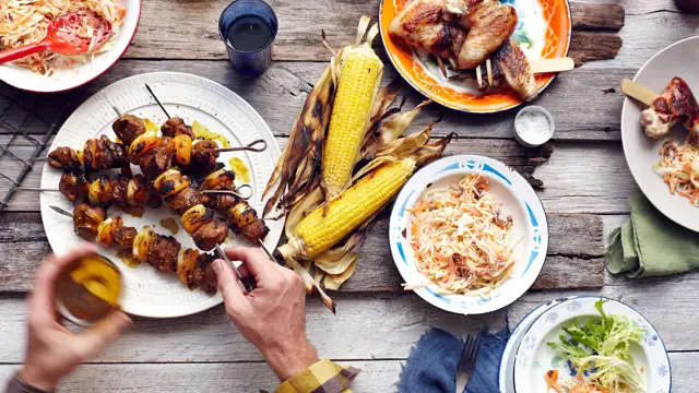 South Africa Sosaties- Lamb, Curry Marinade, Dried Apricot, Grilled Corn on the Cob
Japan Tebasaki Skewered Chicken Wings- Sesame Oil, Sake, Lemon, Lettuce