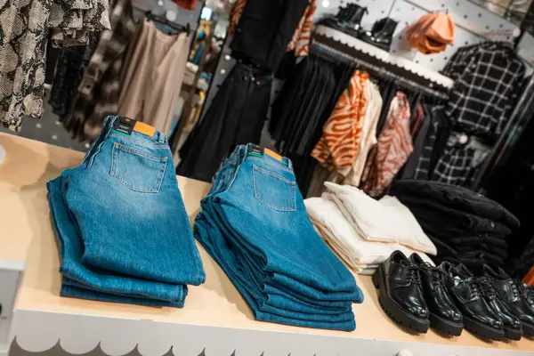 jeans og sko på bord