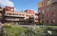 3D illustrasjon av fasade i Heggedal Hage.