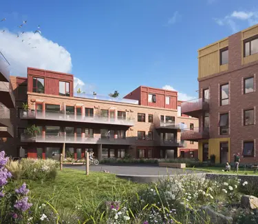 Illustrasjon av eksteriør på Heggedal Hage