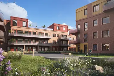 3D illustrasjon av fasade i Heggedal Hage.