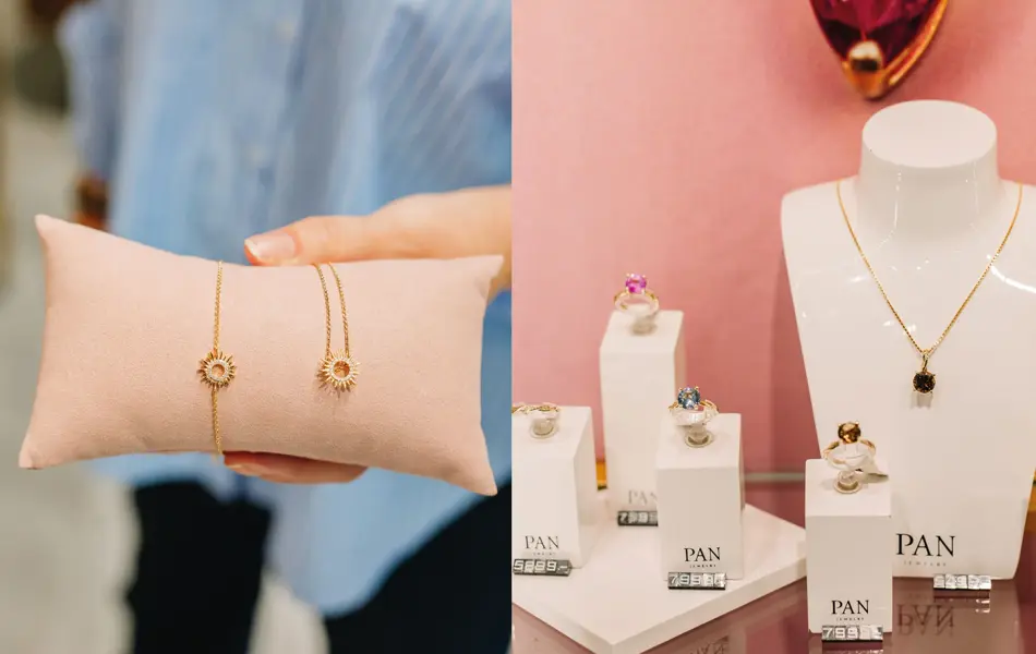 Smykker med fargede stener fra Gullfunn