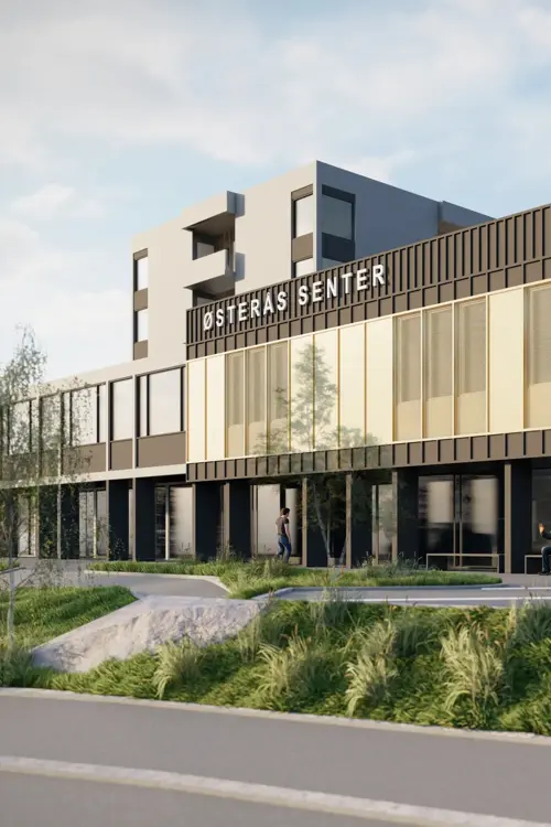 2D-illustrasjon av nye Østerås Senter