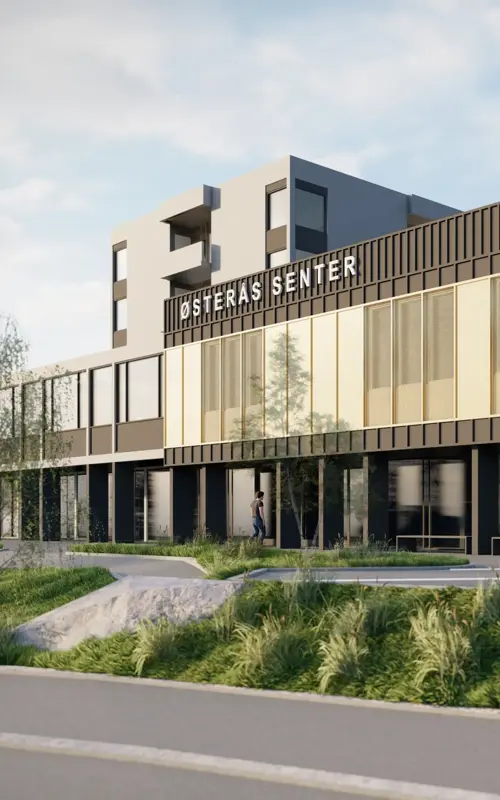 2D-illustrasjon av nye Østerås Senter