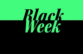 Grafisk bilde med svart og grønn bakgrunn med teksten "Black Week"