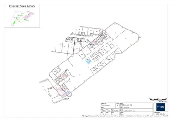 Plantegning fra lokale 3401 i kontorbygget Vika Atrium fra Thon Eiendom.
