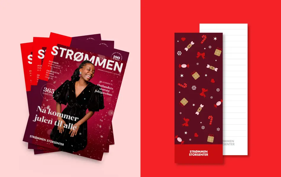 Stort, inspirerende julemagasin og notatblokk med julemotiv til alle huskelistene. Begge deler får du gratis hos oss på Storsenteret.