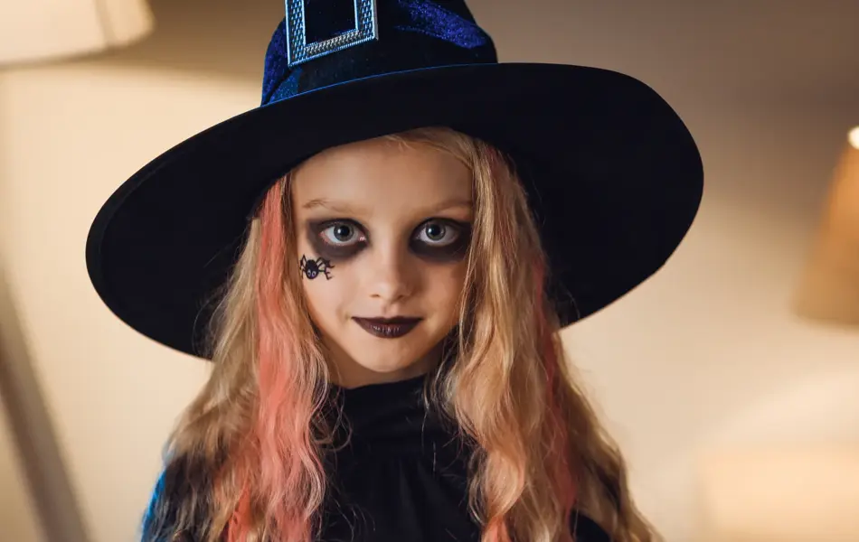 Portrait of Little witch. Halloween.