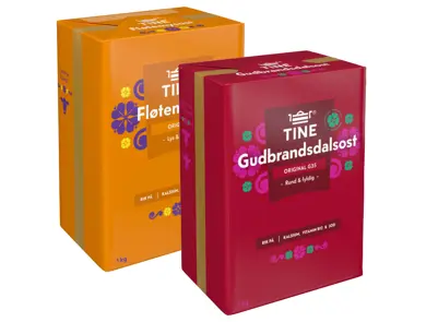 Gudbrandsdalsost og fløtemysost fra Tine.
