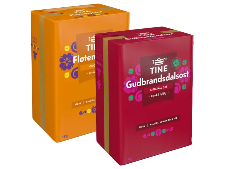 Gudbrandsdalsost og fløtemysost fra Tine.