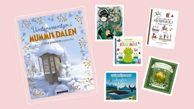 Produktbilde av bøkene: Vintereventyret i Mummidalen, Bestefars Eventyr, Jeg er ikke en frosk Kyss meg, Snegler og hvalen, Prompeboka og Solvokteren