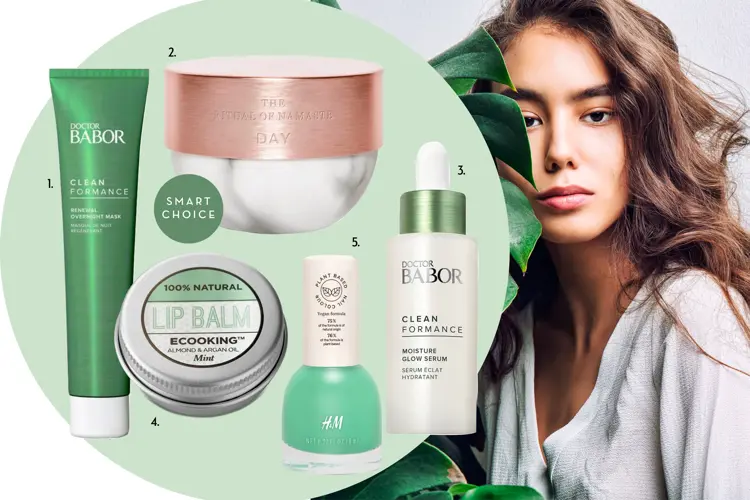 collage som viser diverse miljøvennlige hupleieprodukter