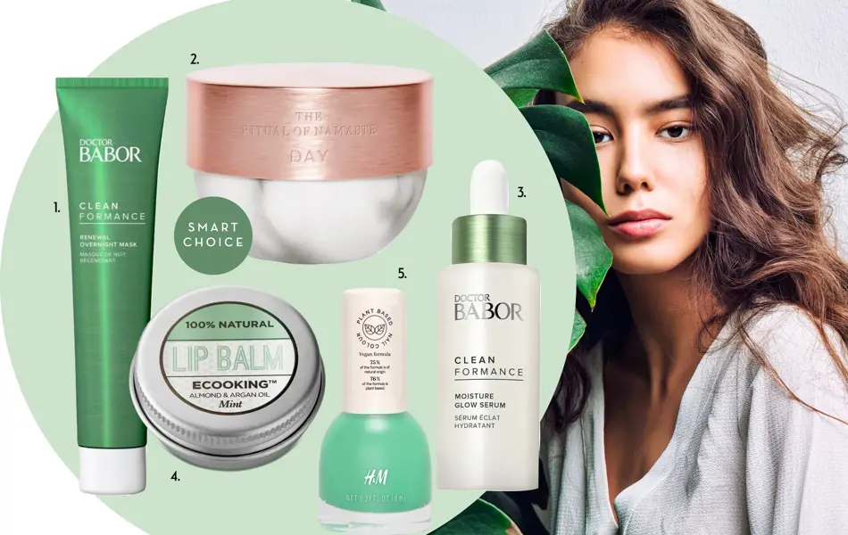 collage som viser diverse miljøvennlige hupleieprodukter