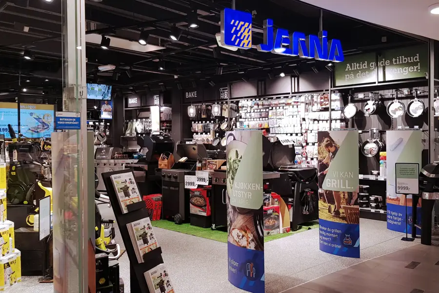 Butikkfasade til Jernia på Ski storsenter 