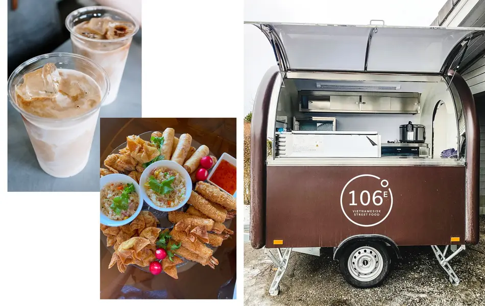 kollasj med vietnamesisk kaffe, vårruller og food truck